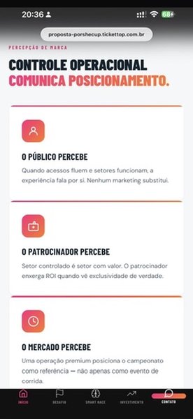 Público · Patrocinador · Mercado · Controle Operacional